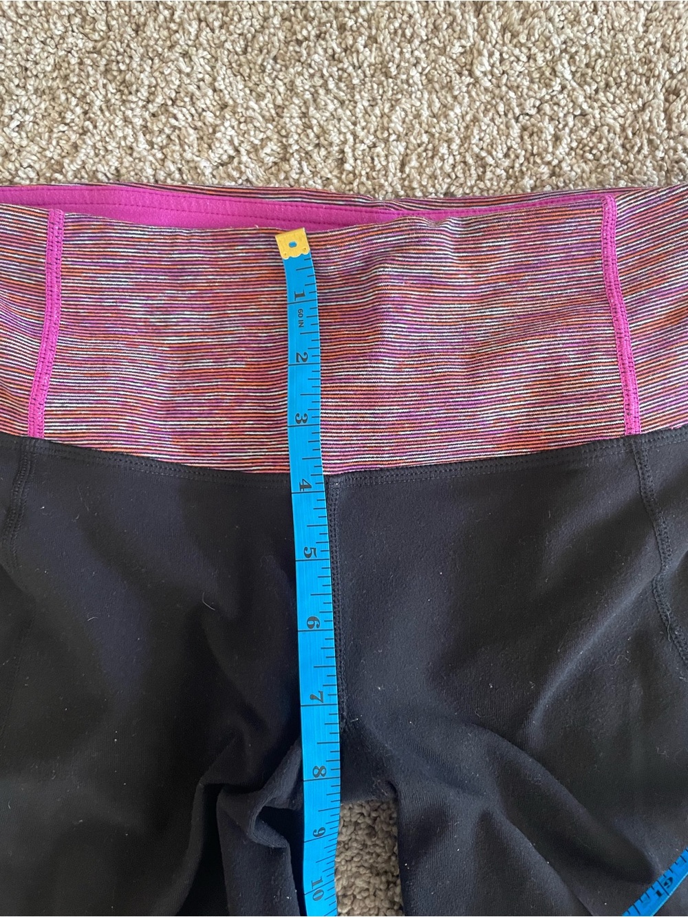 lululemon athletica Black Cropped Leggings with Pink Marled Waistband - Picture 6 of 9